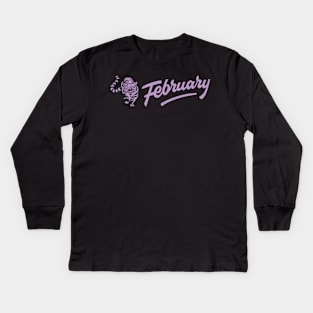 February Sheer Lilac Tiger Kids Long Sleeve T-Shirt